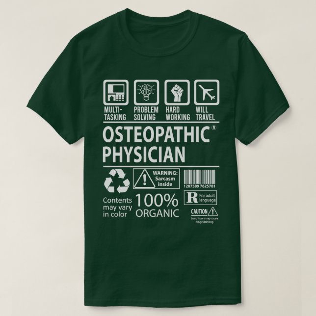 T-shirt Médecin ostéopathique Multitâche Cadeau d'emploi A (Design devant)