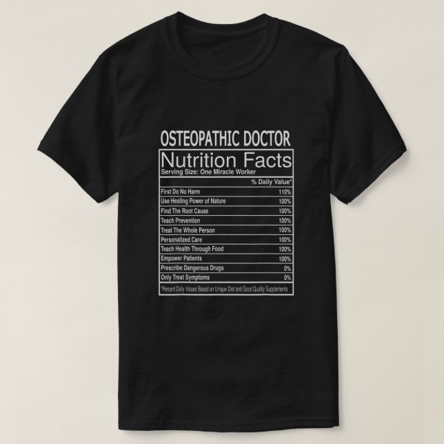 T-shirt Médecin ostéopathique - valeur nutritive T Chemise (Design devant)