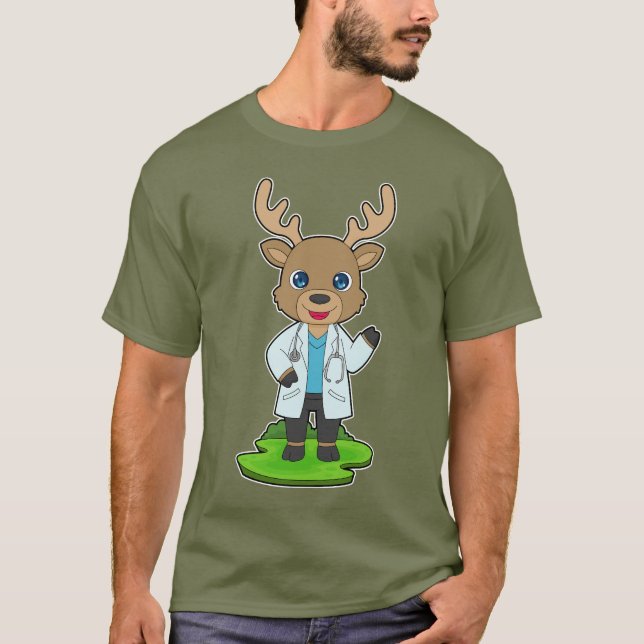 T-shirt Médecin renne Stethoscope (Devant)