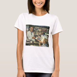 T-shirt Médecine vintage, pharmacien et fille à la pharmac