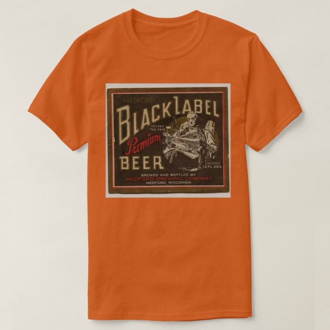 T-shirt Medford Black Étiquette Beer en détresse T (Design devant)
