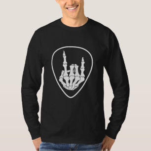 T-shirt Médiator de guitare rétro Rocknroll Crâne Rock And