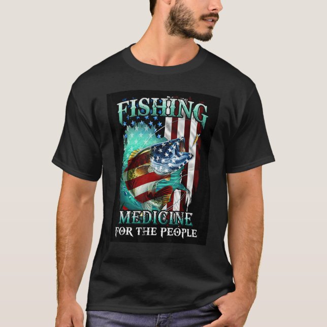T-shirt Médicament de pêche pour le peuple É.-U. drapeau c (Devant)