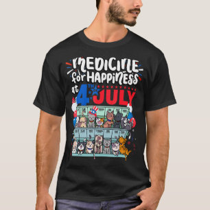 T-shirt Médicament Pour Bonheur Au 4 Juillet Troupeau de C
