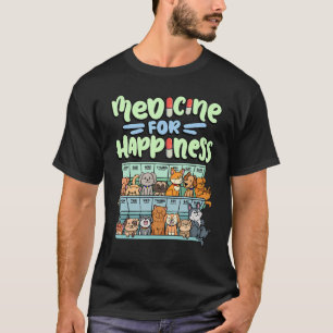 T-shirt médicament pour le bonheur boîte de pilule animaux