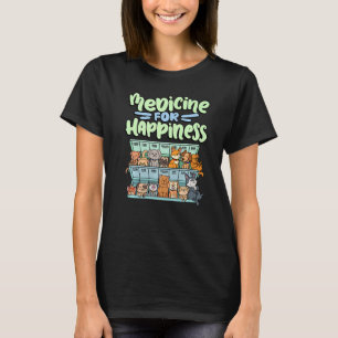 T-shirt médicament pour le bonheur boîte de pilule animaux