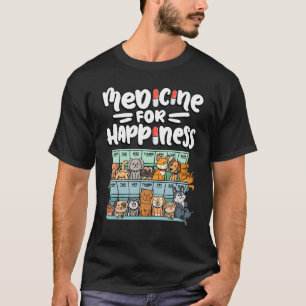 T-shirt médicament pour le bonheur boîte de pilule animaux
