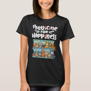 T-shirt médicament pour le bonheur boîte de pilule animaux