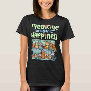 T-shirt médicament pour le bonheur boîte de pilule animaux