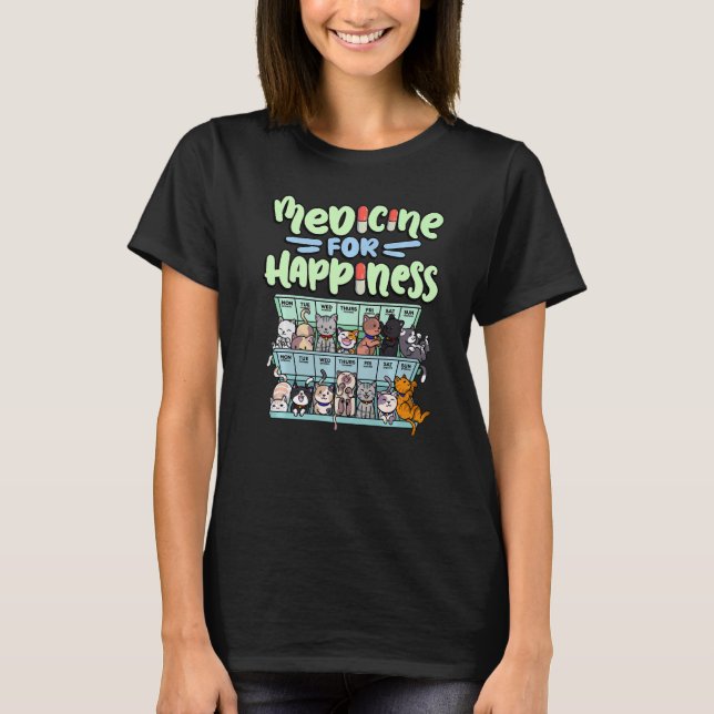 T-shirt medicine for happiness pill box animals cat breeds (Devant)