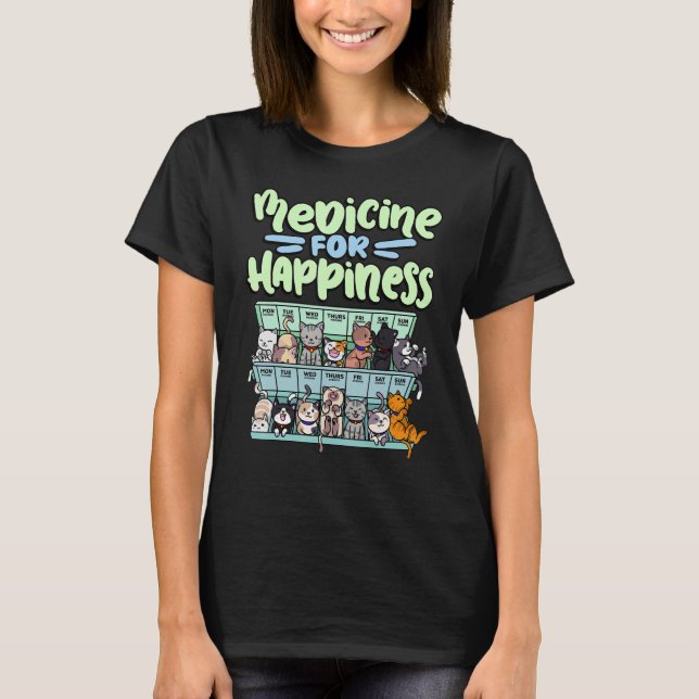 T-shirt medicine for happiness pill box animals cat breeds (Devant)