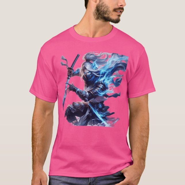 T-shirt Medieval anime sword fighter funny (Devant)