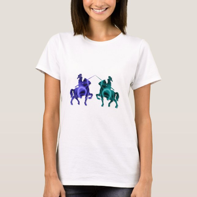T-shirt médiéval de dames de chevaux (Devant)