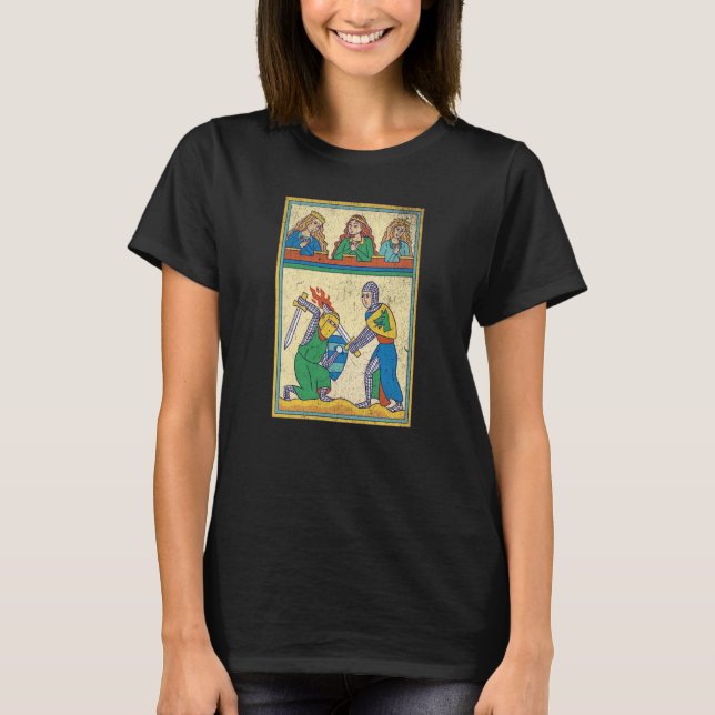 T-shirt Medieval Fight Retro Tarot Card medieval Cool Vint (Devant)