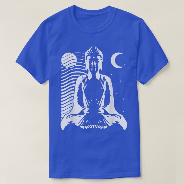 T-shirt Meditating Buddha in Yin Yang style with day and n (Design devant)
