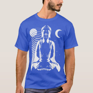 T-shirt Meditating Buddha in Yin Yang style with day and n