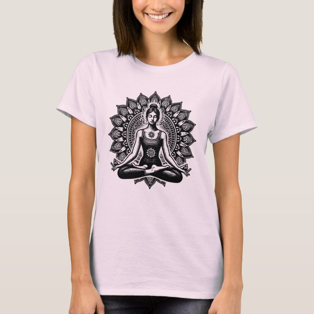 T-shirt Meditating Girl Yoga Pose Spiritual Wellness Calm  (Devant)