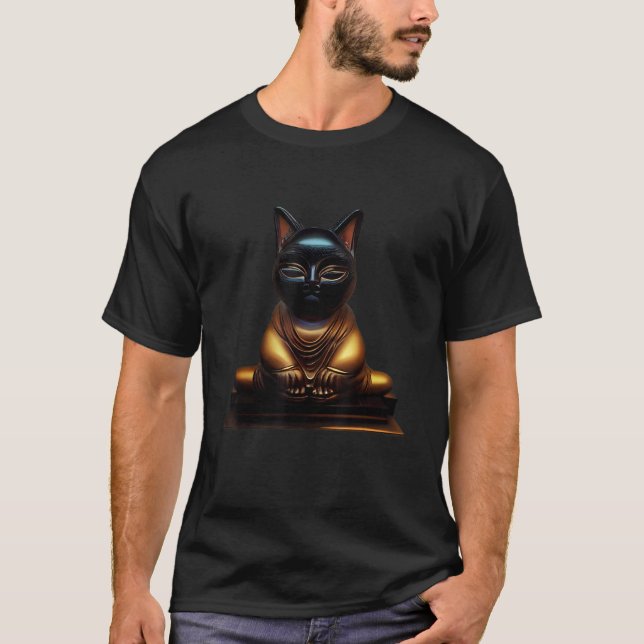 T-shirt Méditation de bouddha Chat Cool de la jambe (Devant)