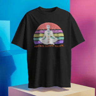 T-shirt Méditation de Chakra Yoga Coucher de soleil arc-en