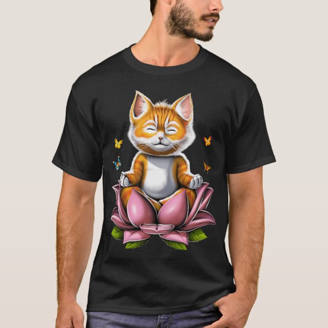 T-shirt Méditation de chat Kawaii (Devant)