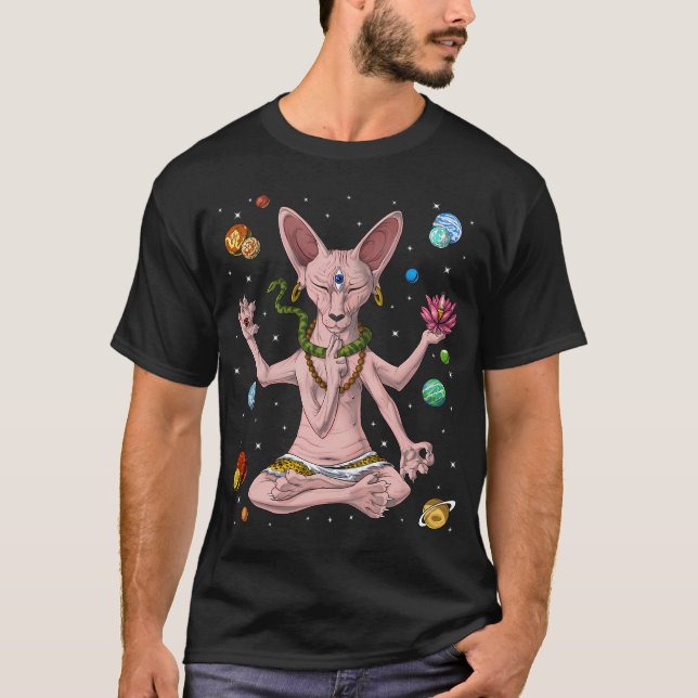 T-shirt Méditation de chat Sphynx (Devant)