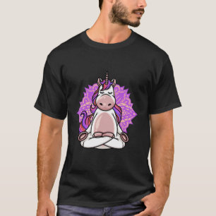 T-shirt Méditation de yoga de licorne rose violet filles f