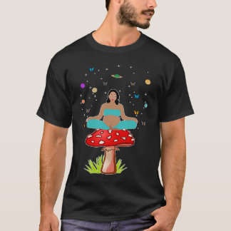 T-shirt Méditation de Yoga Zen Femmes Enceintes Champignon