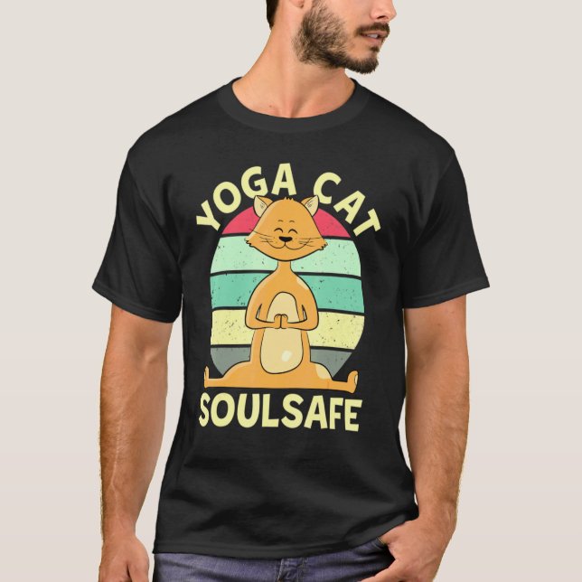 T-shirt Méditation Et Animaux De Yoga Soulsafe Cat (Devant)