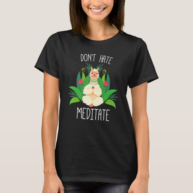 T-shirt Méditation Ne Déteste Pas Méditer Mignonne Llama D (Devant)