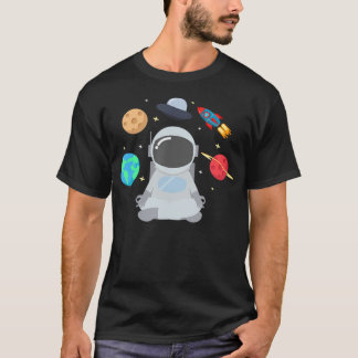 T-shirt Méditation spatiale amusante Astronaut Yoga Planèt