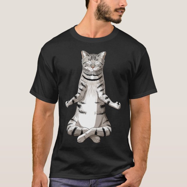T-shirt Méditation Yoga Manx Chat (Devant)