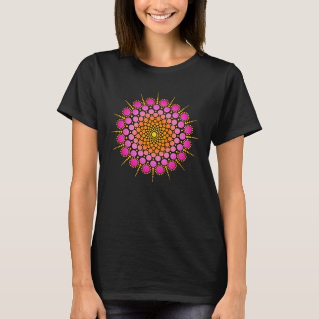 T-shirt Méditation Zen Yoga Mehndi Dot Mandala Rose Orange (Devant)