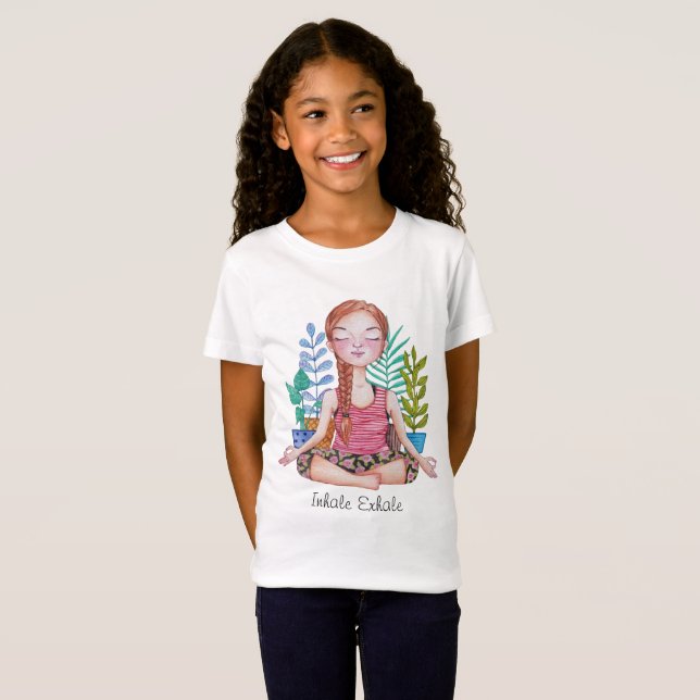 T-Shirt Méditer la fille avec les Plantes (Devant entier)