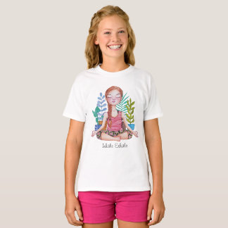 T-shirt Méditer la fille avec les Plantes