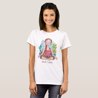 T-shirt Méditer la fille avec les Plantes