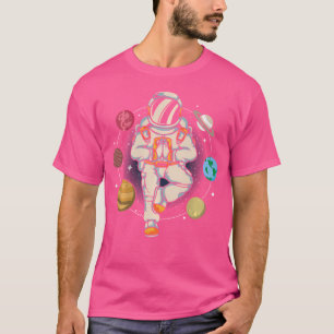 T-shirt Méditer les planètes astronautes Univers Zen Yoga