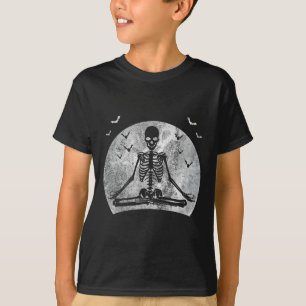 T-shirt Méditer Skeleton Yoga Lover Halloween Coût Lune