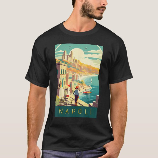 T-shirt Mediterranean Magic Naples Vintage Poster Art (Devant)