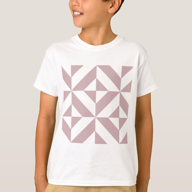 T-shirt Medium Mauve Geometric Deco Cube Pattern (Devant)