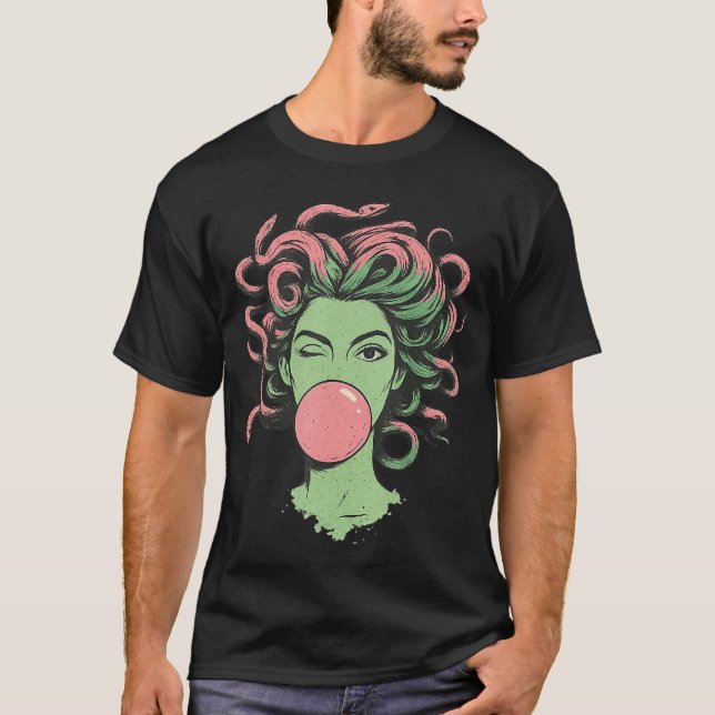 T-shirt Medusa Bubblegum Mythological Snake Hair Goddess F (Devant)