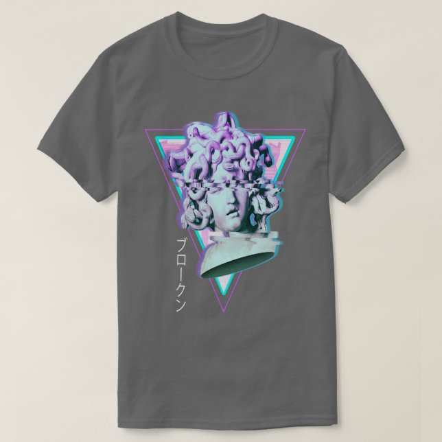 T-shirt Medusa Glitch Synthwave 90s esthétique (Design devant)