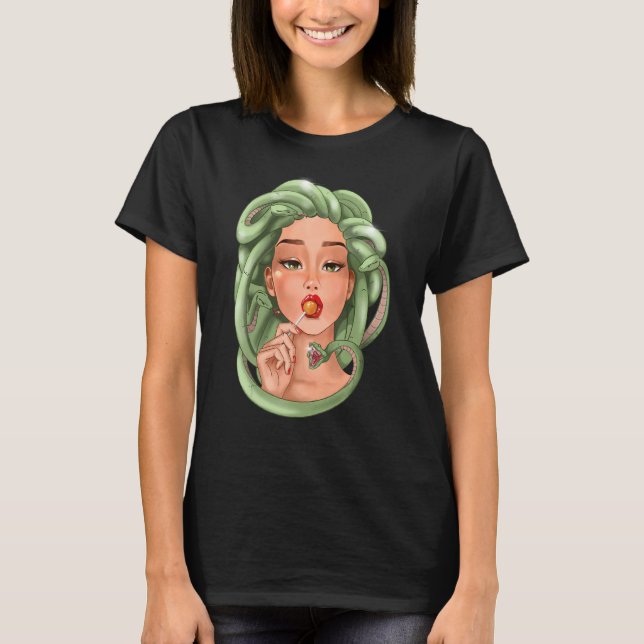 T-shirt Medusa Gorgone Femme Avec Lollipop Serpents Reptil (Devant)
