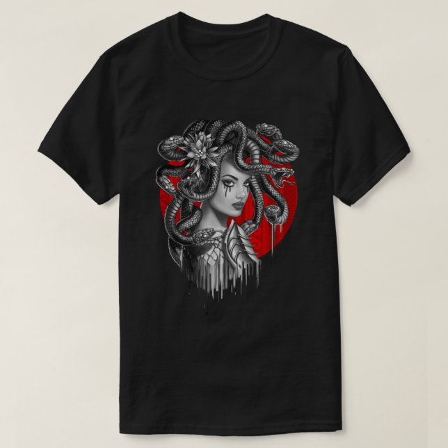 T-shirt MEDUSA - Tattoo, la tête de serpent du mythe grec (Design devant)