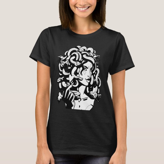 T-shirt Medusa Tête Serpent Cheveux Mythologie grecque Anc (Devant)