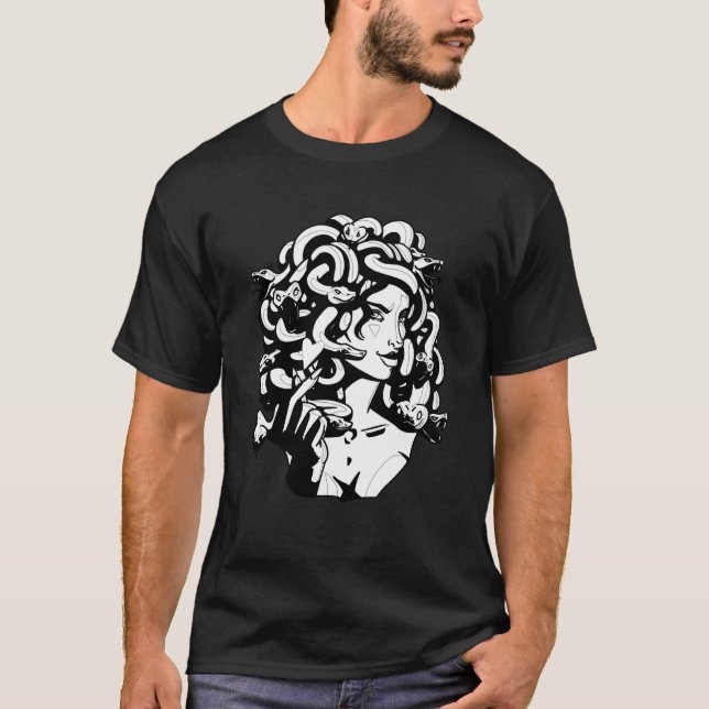T-shirt Medusa Tête Serpent Cheveux Mythologie grecque Anc (Devant)