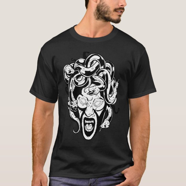 T-shirt Medusa Tête Serpent Hair Mythologie Grec antique (Devant)