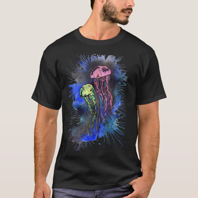 T-shirt Méduse abstraite néon (Devant)