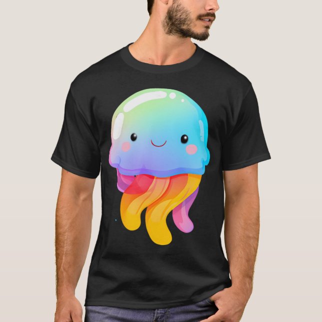 T-shirt Méduse Arc-en-Ciel Kawaii (Devant)