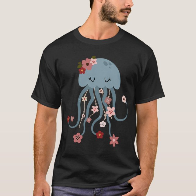 T-shirt Méduse florale mignonne (Devant)