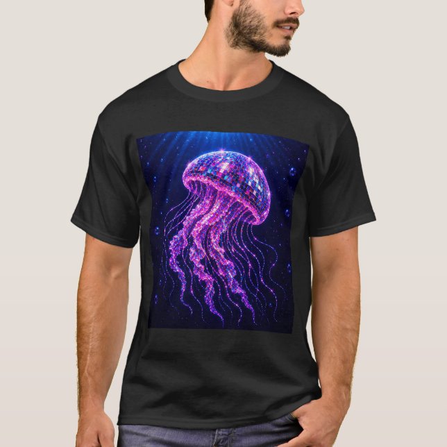 T-shirt Méduse néon Disco esthétique (Devant)